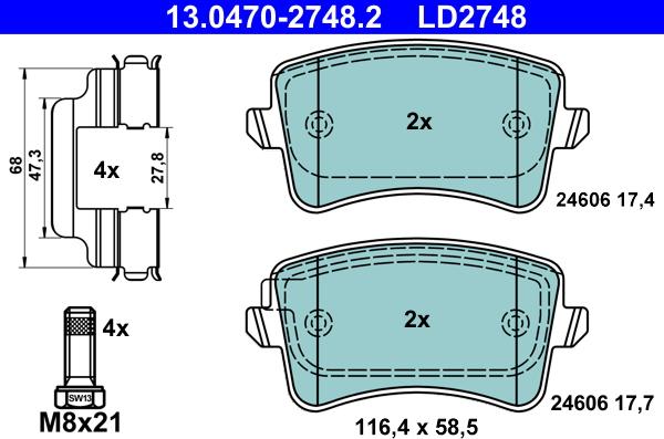 ATE 13.0470-2748.2 - Set placute frana,frana disc www.parts5.com