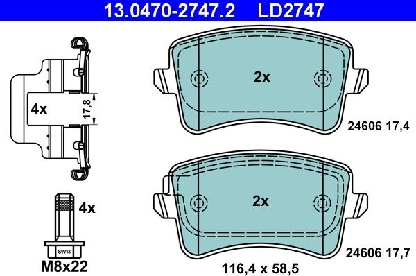 ATE 13.0470-2747.2 - Set placute frana,frana disc www.parts5.com