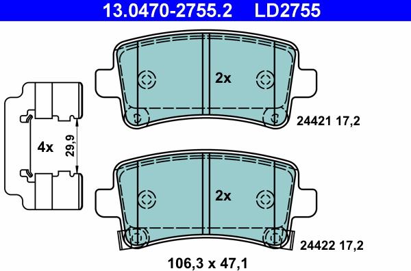 ATE 13.0470-2755.2 - Set placute frana,frana disc www.parts5.com