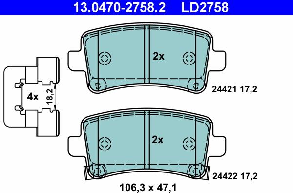 ATE 13.0470-2758.2 - Set placute frana,frana disc www.parts5.com