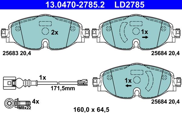 ATE 13.0470-2785.2 - Комплект спирачно феродо, дискови спирачки www.parts5.com