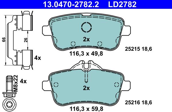 ATE 13.0470-2782.2 - Set placute frana,frana disc www.parts5.com