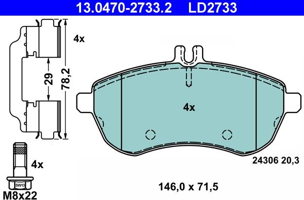 ATE 13.0470-2733.2 - Piduriklotsi komplekt,ketaspidur www.parts5.com