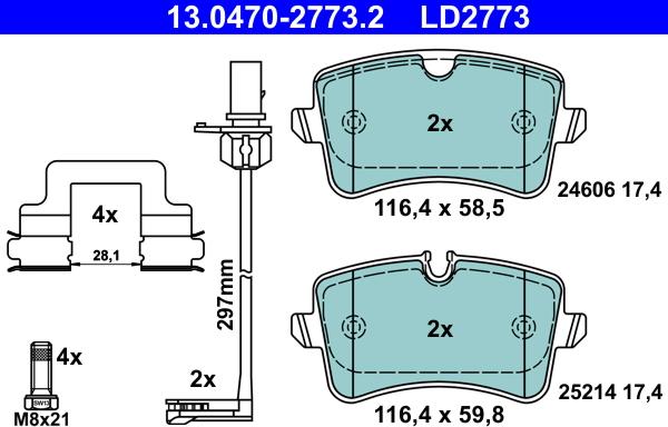 ATE 13.0470-2773.2 - Fren balata seti, diskli fren www.parts5.com