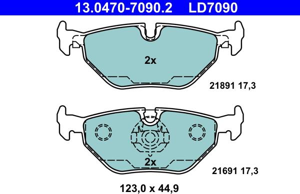 ATE 13.0470-7090.2 - Komplet zavornih oblog, ploscne (kolutne) zavore www.parts5.com