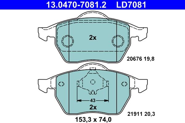 ATE 13.0470-7081.2 - Fren balata seti, diskli fren www.parts5.com