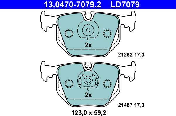 ATE 13.0470-7079.2 - Тормозные колодки, дисковые, комплект www.parts5.com