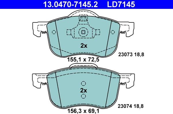 ATE 13.0470-7145.2 - Komplet zavornih oblog, ploscne (kolutne) zavore www.parts5.com