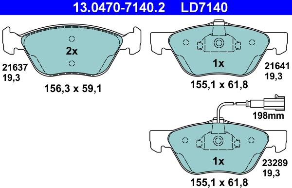 ATE 13.0470-7140.2 - Brake Pad Set, disc brake parts5.com