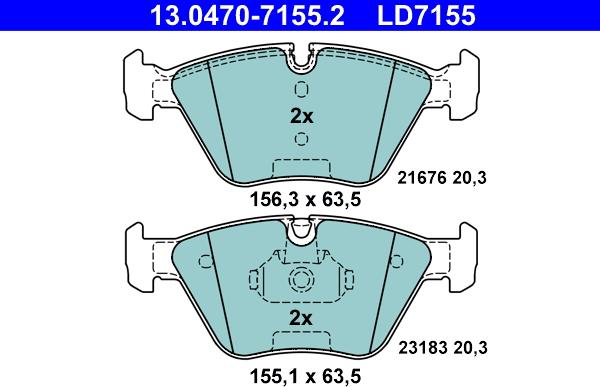 ATE 13.0470-7155.2 - Set placute frana,frana disc www.parts5.com