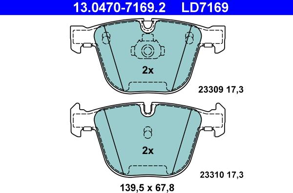 ATE 13.0470-7169.2 - Juego de pastillas de freno www.parts5.com