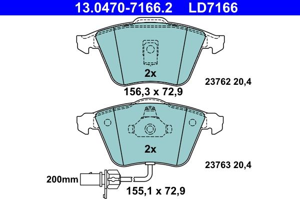 ATE 13.0470-7166.2 - Fékbetétkészlet, tárcsafék www.parts5.com