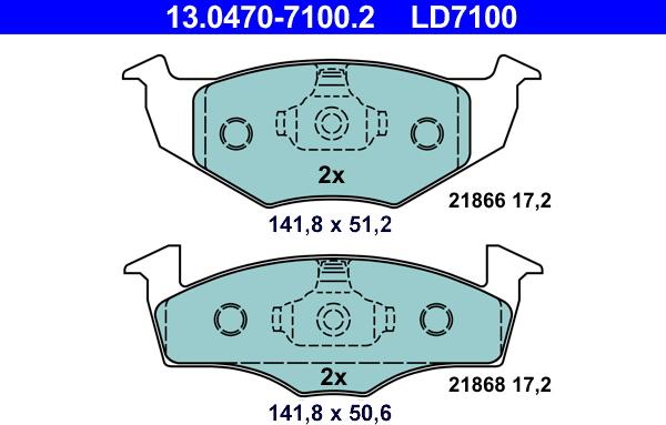 ATE 13.0470-7100.2 - Komplet pločica, disk-kočnica www.parts5.com