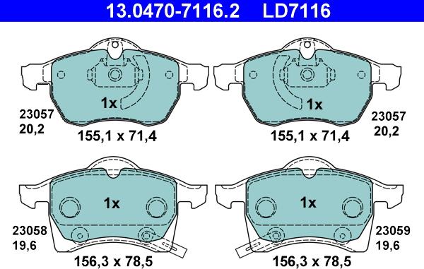 ATE 13.0470-7116.2 - Set placute frana,frana disc www.parts5.com