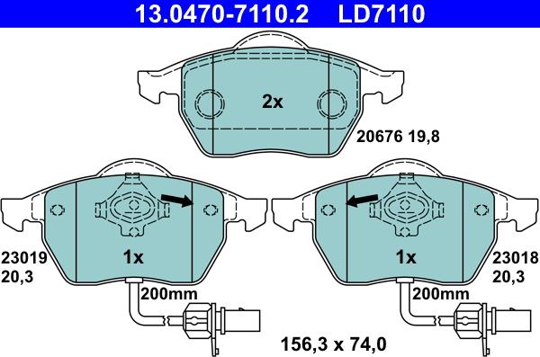 ATE 13.0470-7110.2 - Brake Pad Set, disc brake parts5.com