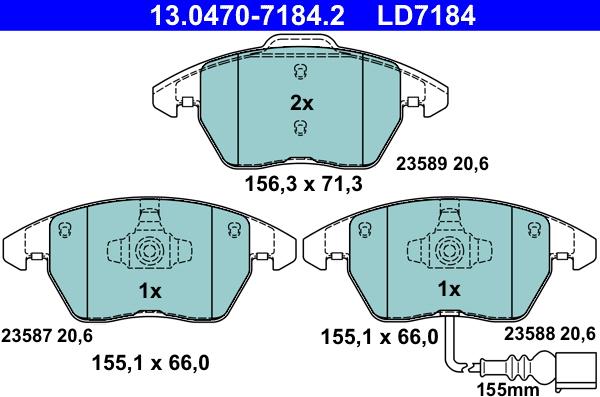 ATE 13.0470-7184.2 - Fékbetétkészlet, tárcsafék www.parts5.com