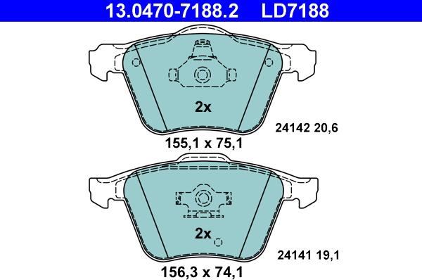 ATE 13.0470-7188.2 - Bremsbelagsatz, Scheibenbremse www.parts5.com