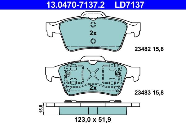 ATE 13.0470-7137.2 - Juego de pastillas de freno www.parts5.com