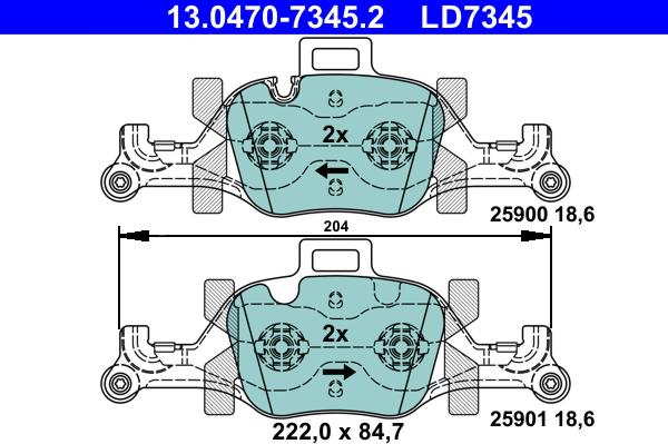 ATE 13.0470-7345.2 - Brake Pad Set, disc brake www.parts5.com