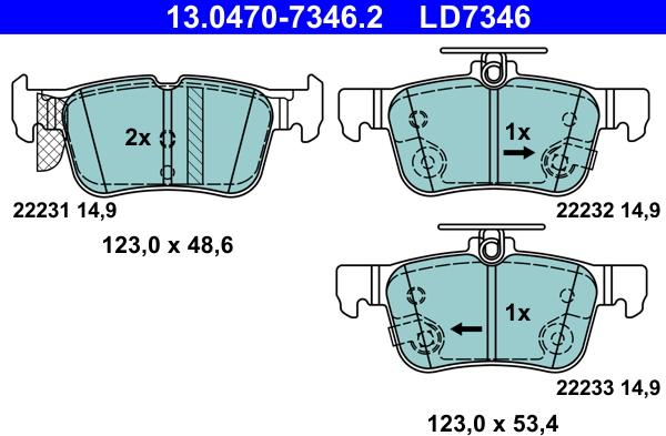 ATE 13.0470-7346.2 - Set placute frana,frana disc www.parts5.com