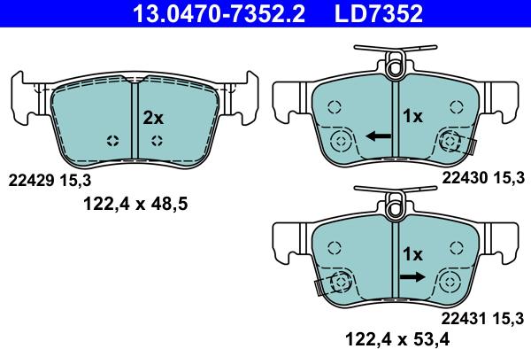 ATE 13.0470-7352.2 - Fren balata seti, diskli fren www.parts5.com