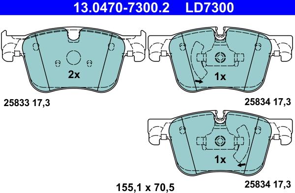 ATE 13.0470-7300.2 - Brake Pad Set, disc brake www.parts5.com