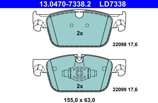 ATE 13.0470-7338.2 - Set placute frana,frana disc www.parts5.com