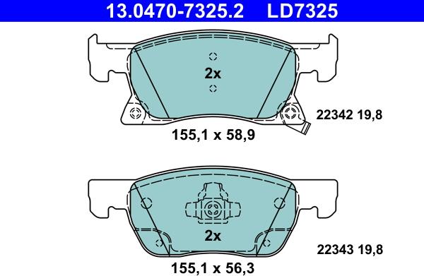 ATE 13.0470-7325.2 - Brake Pad Set, disc brake www.parts5.com