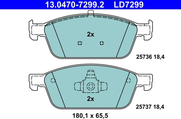 ATE 13.0470-7299.2 - Тормозные колодки, дисковые, комплект www.parts5.com