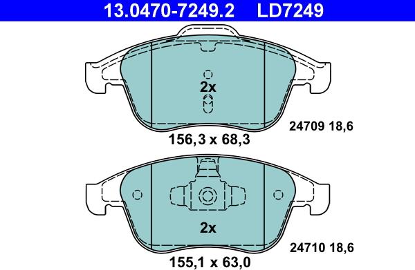 ATE 13.0470-7249.2 - Sada brzdových destiček, kotoučová brzda www.parts5.com