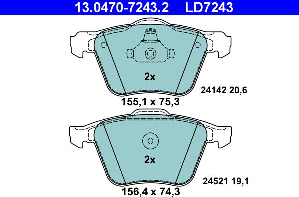 ATE 13.0470-7243.2 - Set placute frana,frana disc www.parts5.com