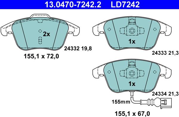 ATE 13.0470-7242.2 - Комплект спирачно феродо, дискови спирачки www.parts5.com