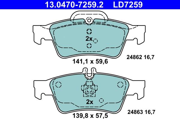 ATE 13.0470-7259.2 - Piduriklotsi komplekt,ketaspidur www.parts5.com