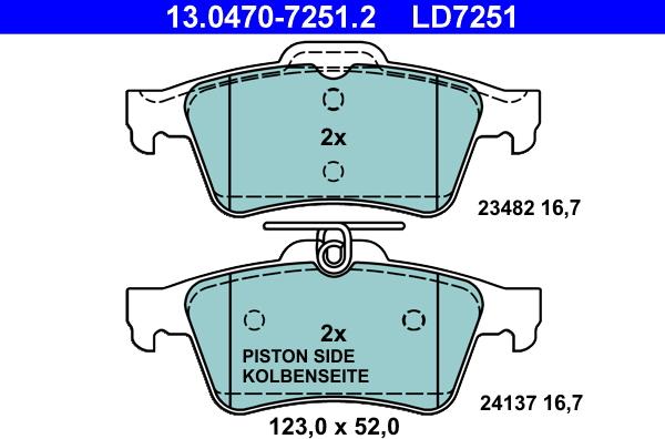 ATE 13.0470-7251.2 - Sada brzdových platničiek kotúčovej brzdy www.parts5.com