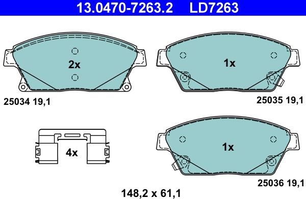 ATE 13.0470-7263.2 - Set placute frana,frana disc www.parts5.com