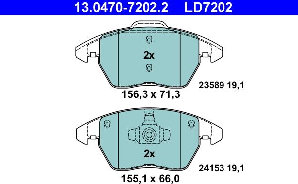 ATE 13.0470-7202.2 - Kit de plaquettes de frein, frein à disque www.parts5.com