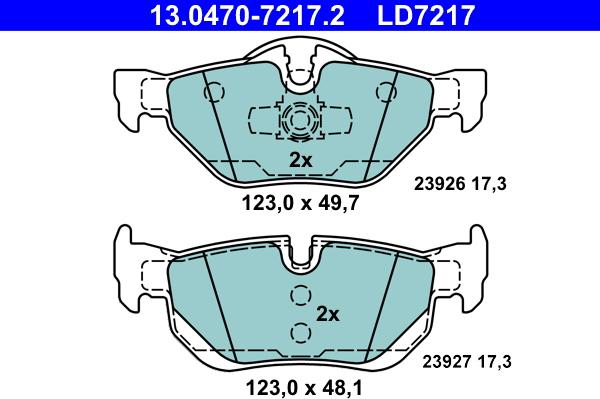 ATE 13.0470-7217.2 - Σετ τακάκια, δισκόφρενα www.parts5.com