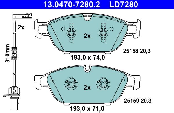 ATE 13.0470-7280.2 - Set placute frana,frana disc www.parts5.com