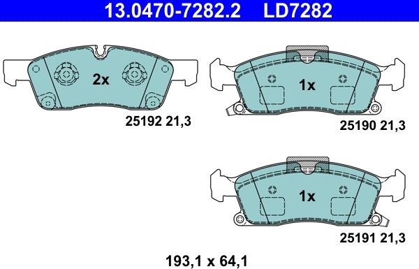 ATE 13.0470-7282.2 - Brake Pad Set, disc brake parts5.com