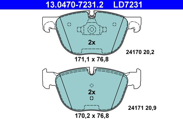 ATE 13.0470-7231.2 - Juego de pastillas de freno www.parts5.com