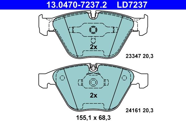 ATE 13.0470-7237.2 - Brake Pad Set, disc brake www.parts5.com