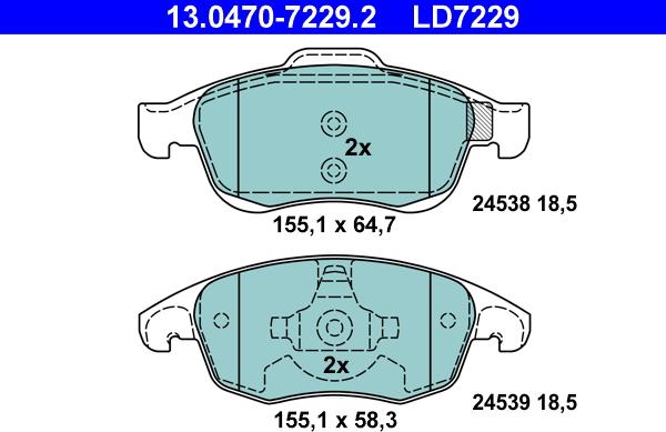 ATE 13.0470-7229.2 - Brake Pad Set, disc brake www.parts5.com