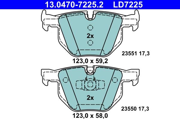 ATE 13.0470-7225.2 - Brake Pad Set, disc brake parts5.com