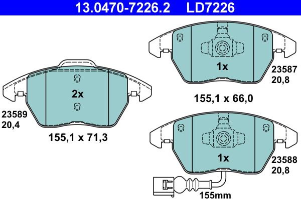 ATE 13.0470-7226.2 - Σετ τακάκια, δισκόφρενα www.parts5.com