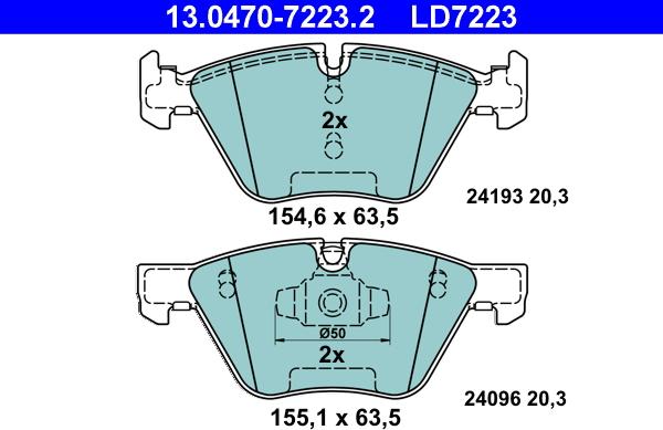 ATE 13.0470-7223.2 - Juego de pastillas de freno www.parts5.com