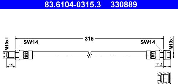 ATE 83.6104-0315.3 - Brake Hose parts5.com