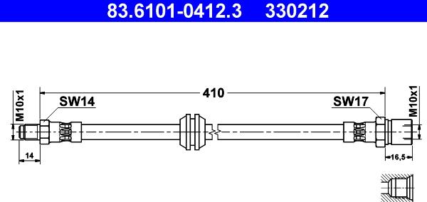 ATE 83.6101-0412.3 - Brake Hose www.parts5.com