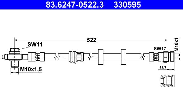 ATE 83.6247-0522.3 - Ελαστικός σωλήνας φρένων www.parts5.com