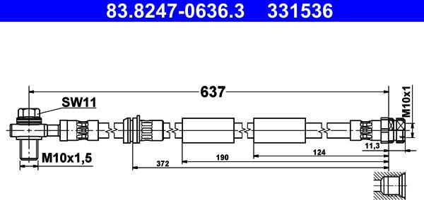 ATE 83.8247-0636.3 - Тормозной шланг www.parts5.com