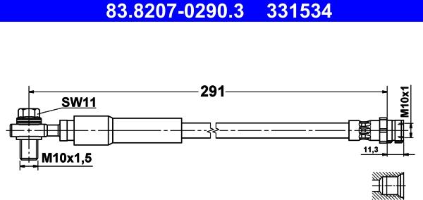 ATE 83.8207-0290.3 - Тормозной шланг www.parts5.com